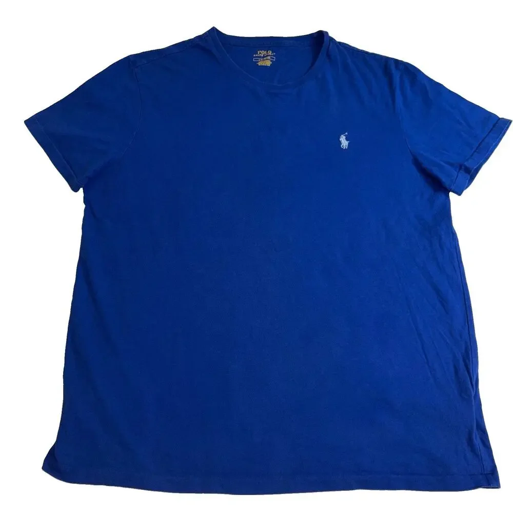 Polo Ralph Lauren Basic T-Shirt Mens L Blue Cotton Crew Logo Tee